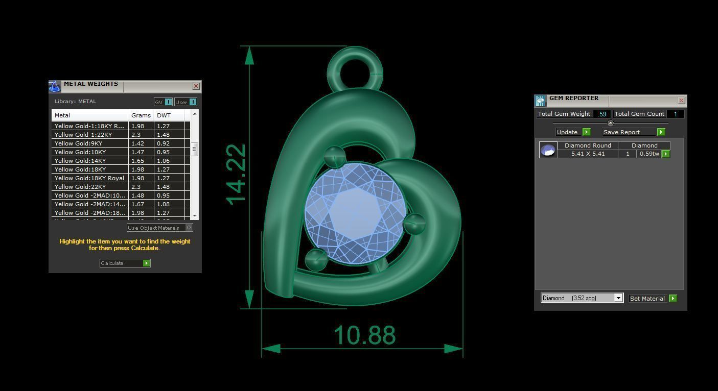 Ultra Light Wt Solitaire Diamond Pendant Necklace 3dm stl obj 3D print model_4