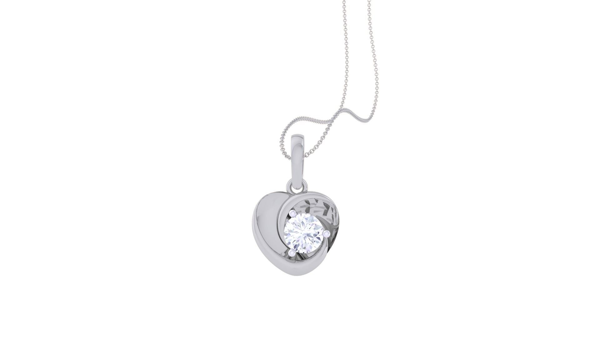 Ultra Light Wt Solitaire Diamond Pendant Necklace 3dm stl obj 3D print model_3