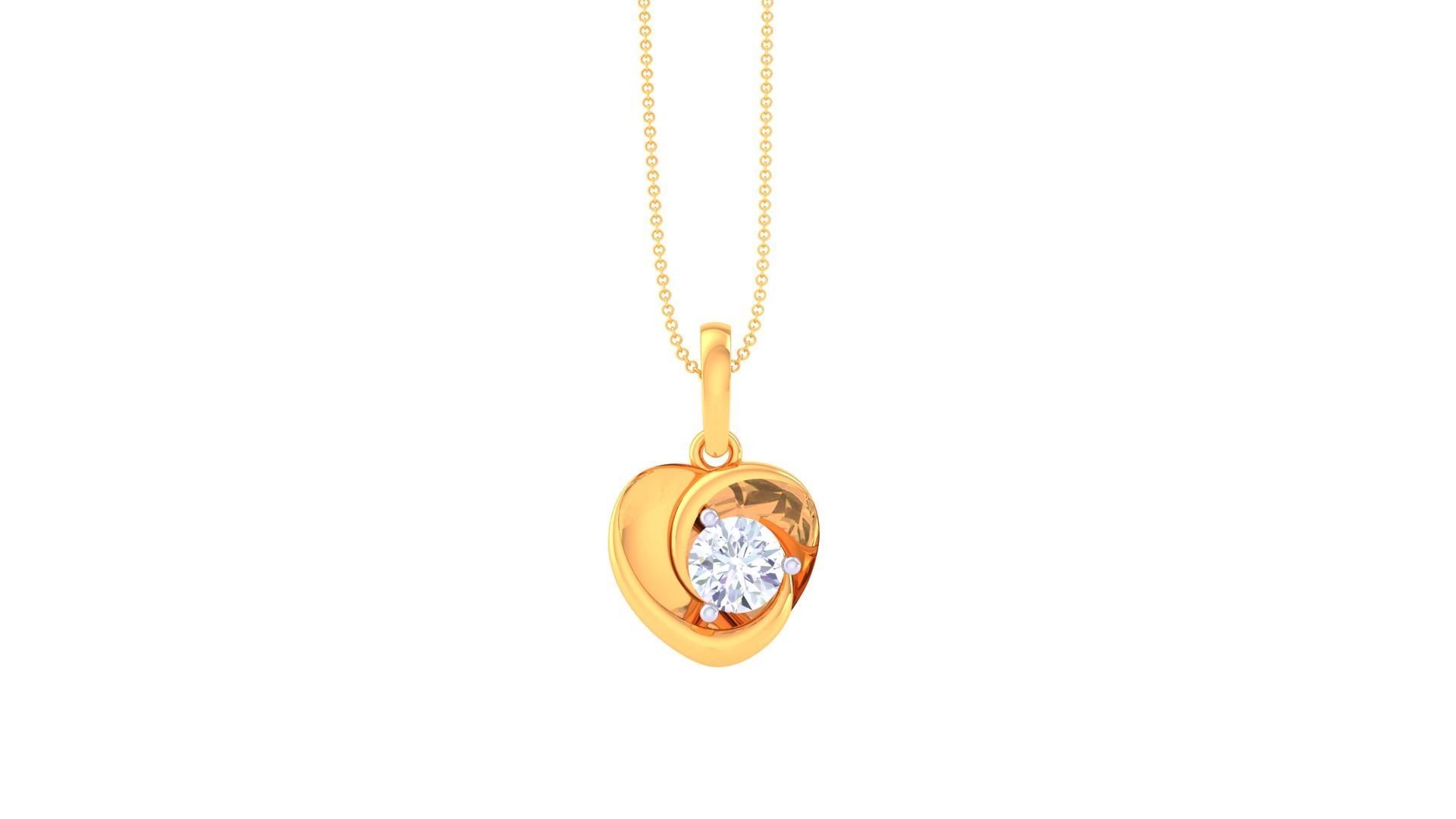 Ultra Light Wt Solitaire Diamond Pendant Necklace 3dm stl obj 3D print model_5