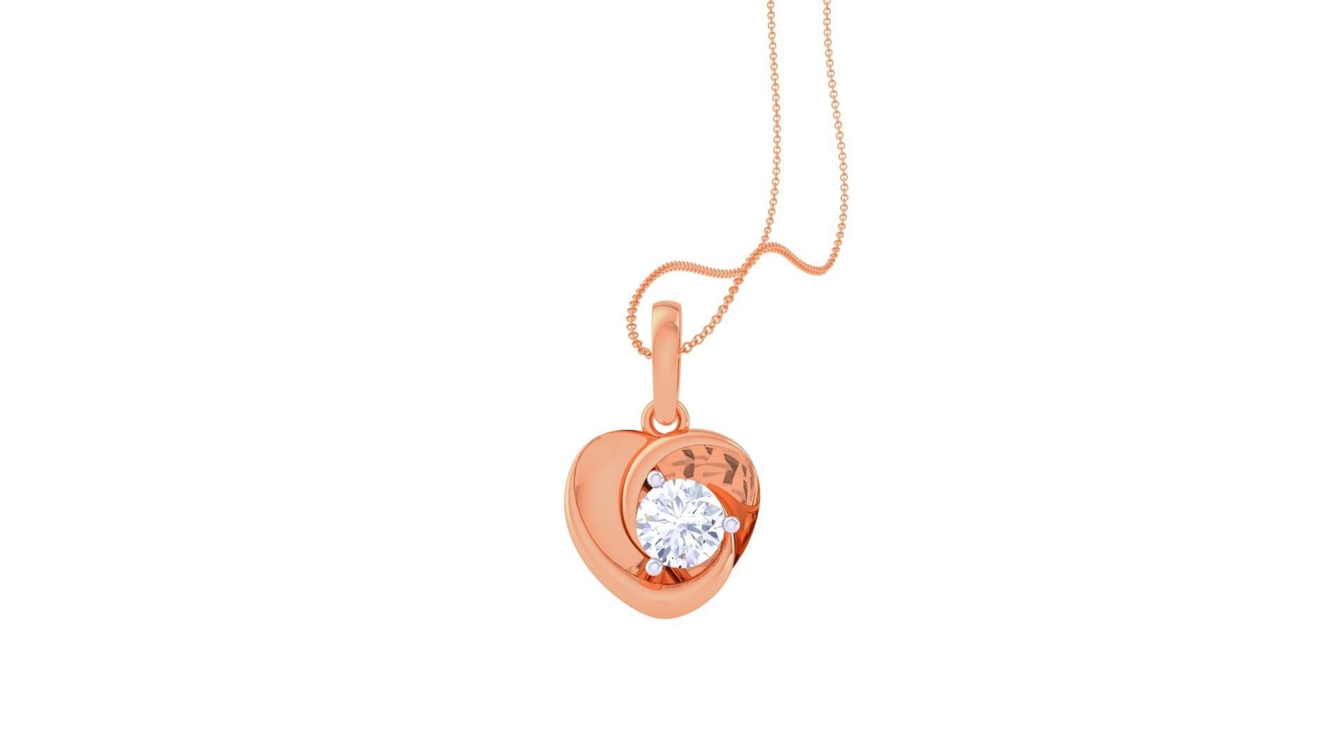 Ultra Light Wt Solitaire Diamond Pendant Necklace 3dm stl obj 3D print model_2