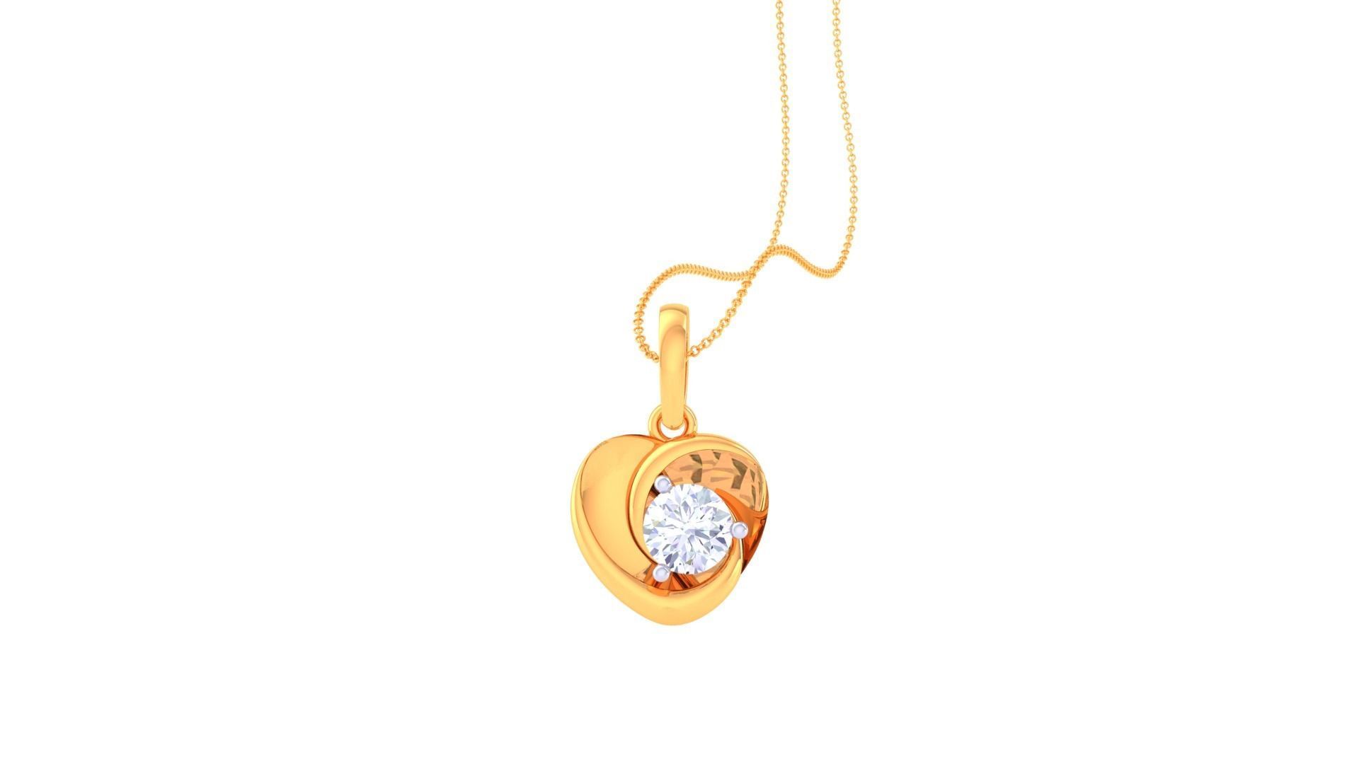 Ultra Light Wt Solitaire Diamond Pendant Necklace 3dm stl obj 3D print model_1