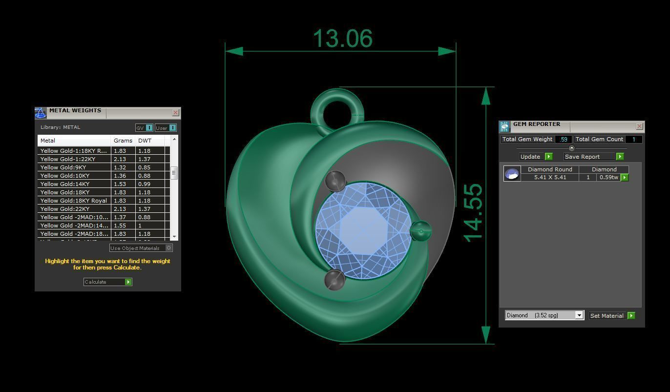 Ultra Light Wt Solitaire Diamond Pendant Necklace 3dm stl obj 3D print model_4