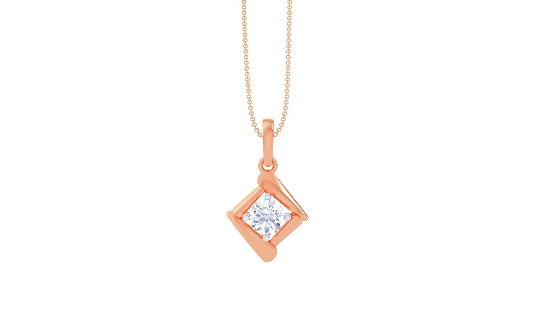 Ultra Light Wt Solitaire Diamond Pendant Necklace 3dm stl obj 3D print model_6
