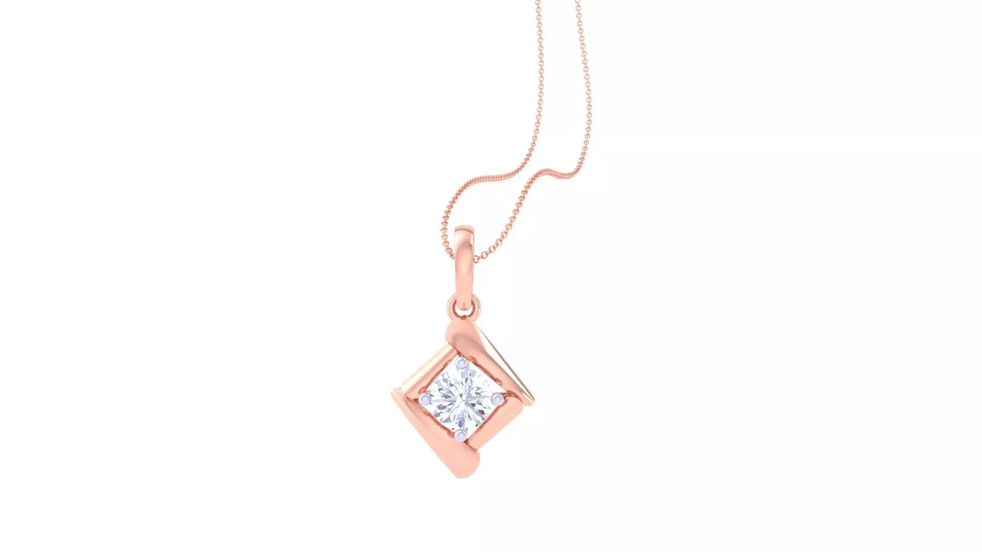 Ultra Light Wt Solitaire Diamond Pendant Necklace 3dm stl obj 3D print model_0