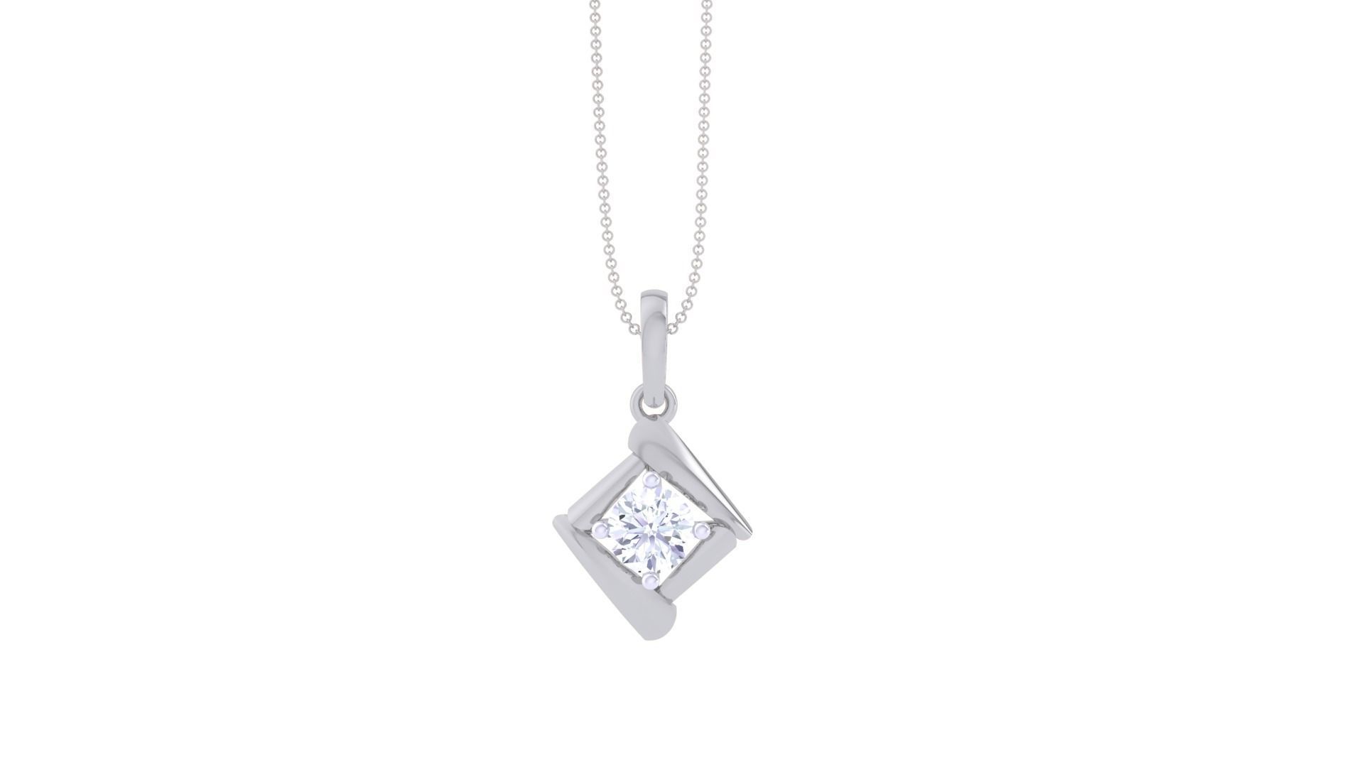 Ultra Light Wt Solitaire Diamond Pendant Necklace 3dm stl obj 3D print model_7