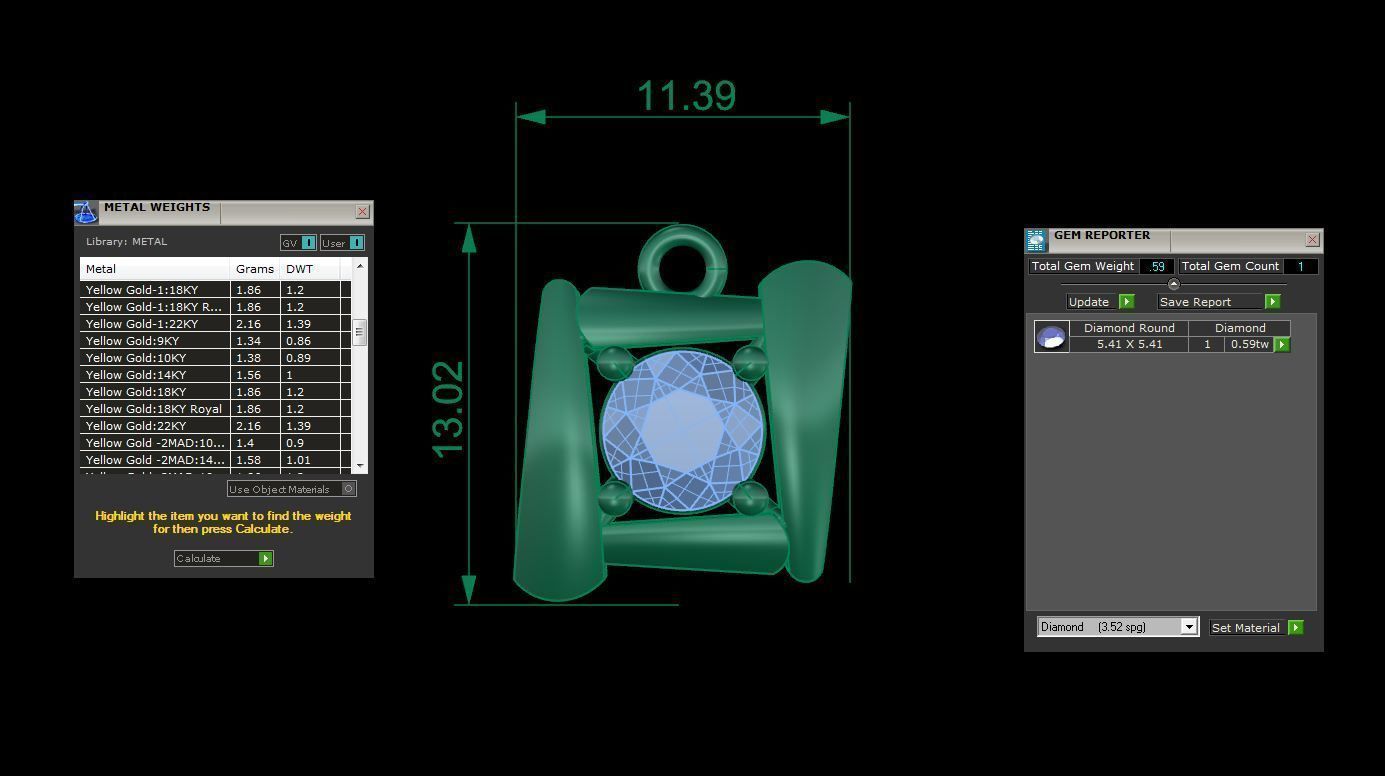 Ultra Light Wt Solitaire Diamond Pendant Necklace 3dm stl obj 3D print model_4