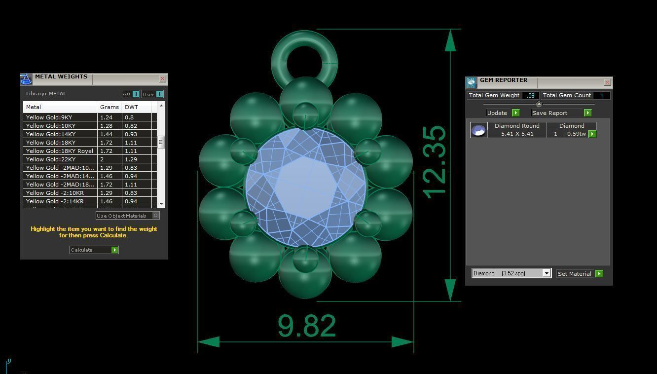 Ultra Light Wt Solitaire Diamond Pendant Necklace 3dm stl obj 3D print model_4