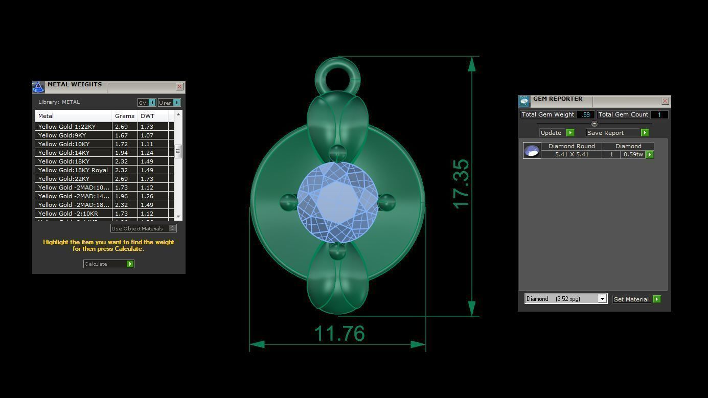 Ultra Light Wt Solitaire Diamond Pendant Necklace 3dm stl obj 3D print model_3