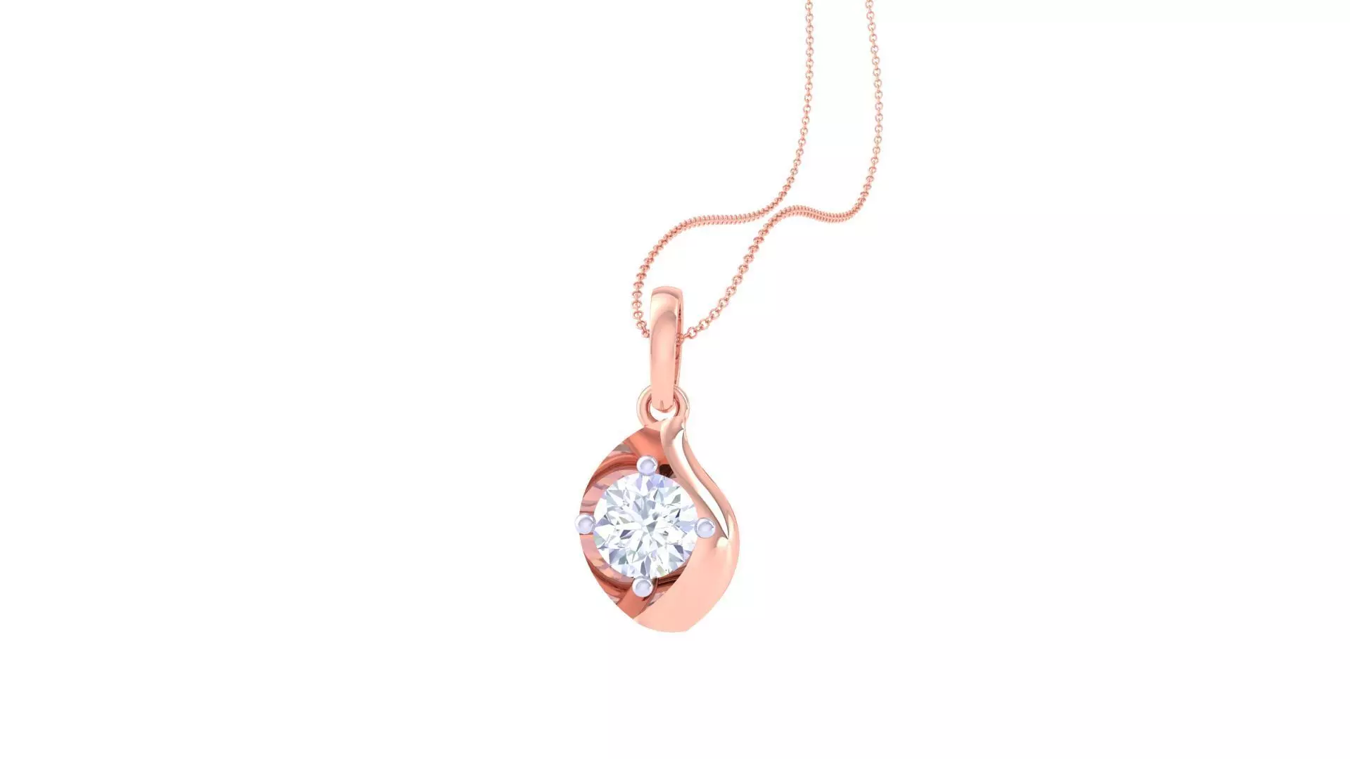 Ultra Light Wt Solitaire Diamond Pendant Necklace 3dm stl obj 3D print model_0