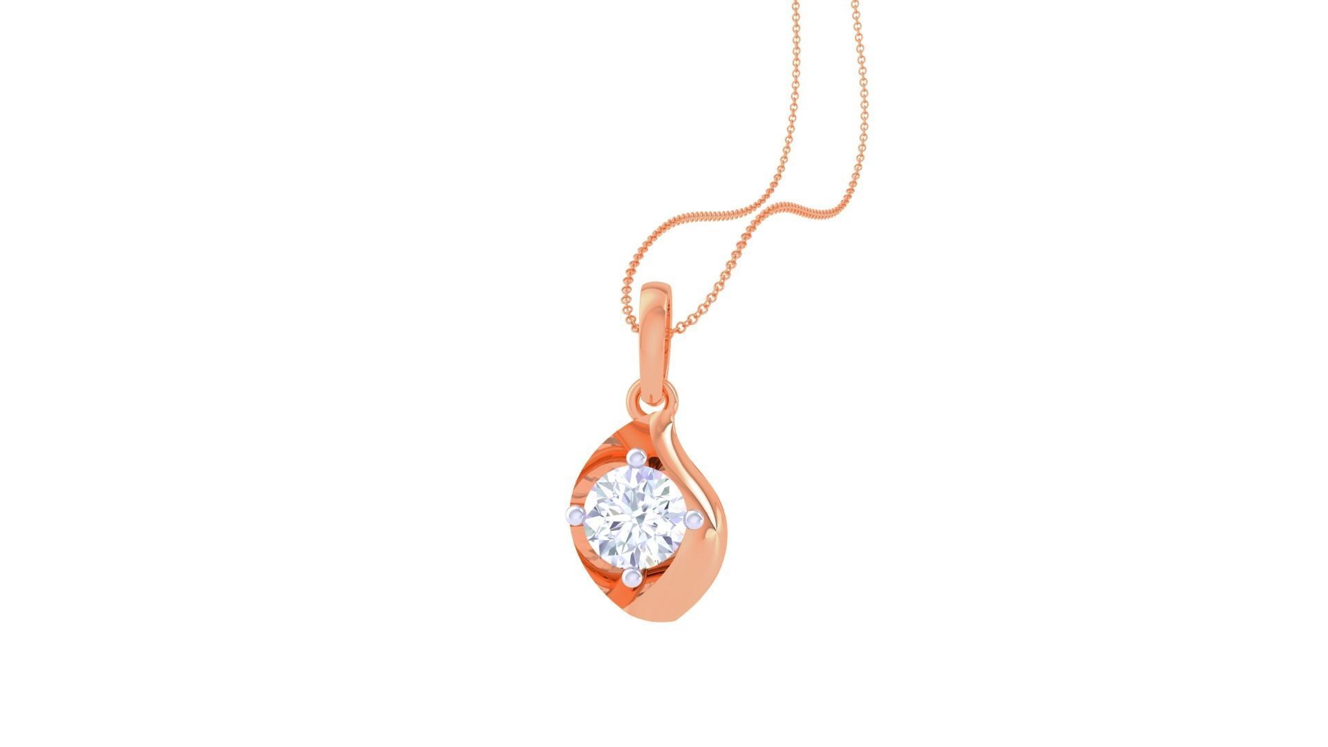 Ultra Light Wt Solitaire Diamond Pendant Necklace 3dm stl obj 3D print model_2