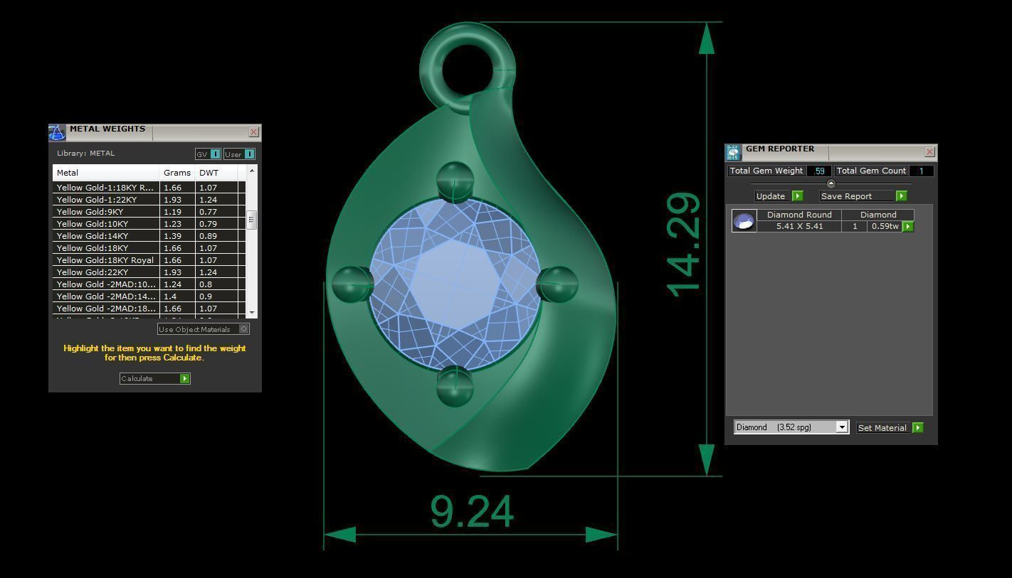 Ultra Light Wt Solitaire Diamond Pendant Necklace 3dm stl obj 3D print model_4