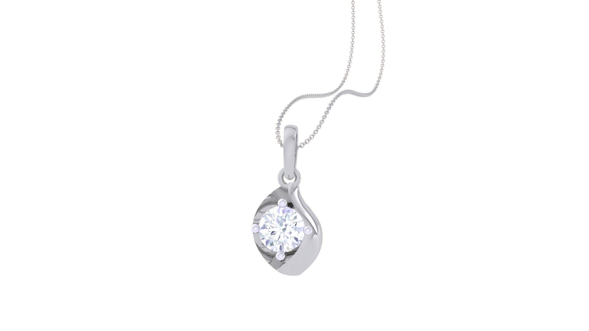 Ultra Light Wt Solitaire Diamond Pendant Necklace 3dm stl obj 3D print model_3