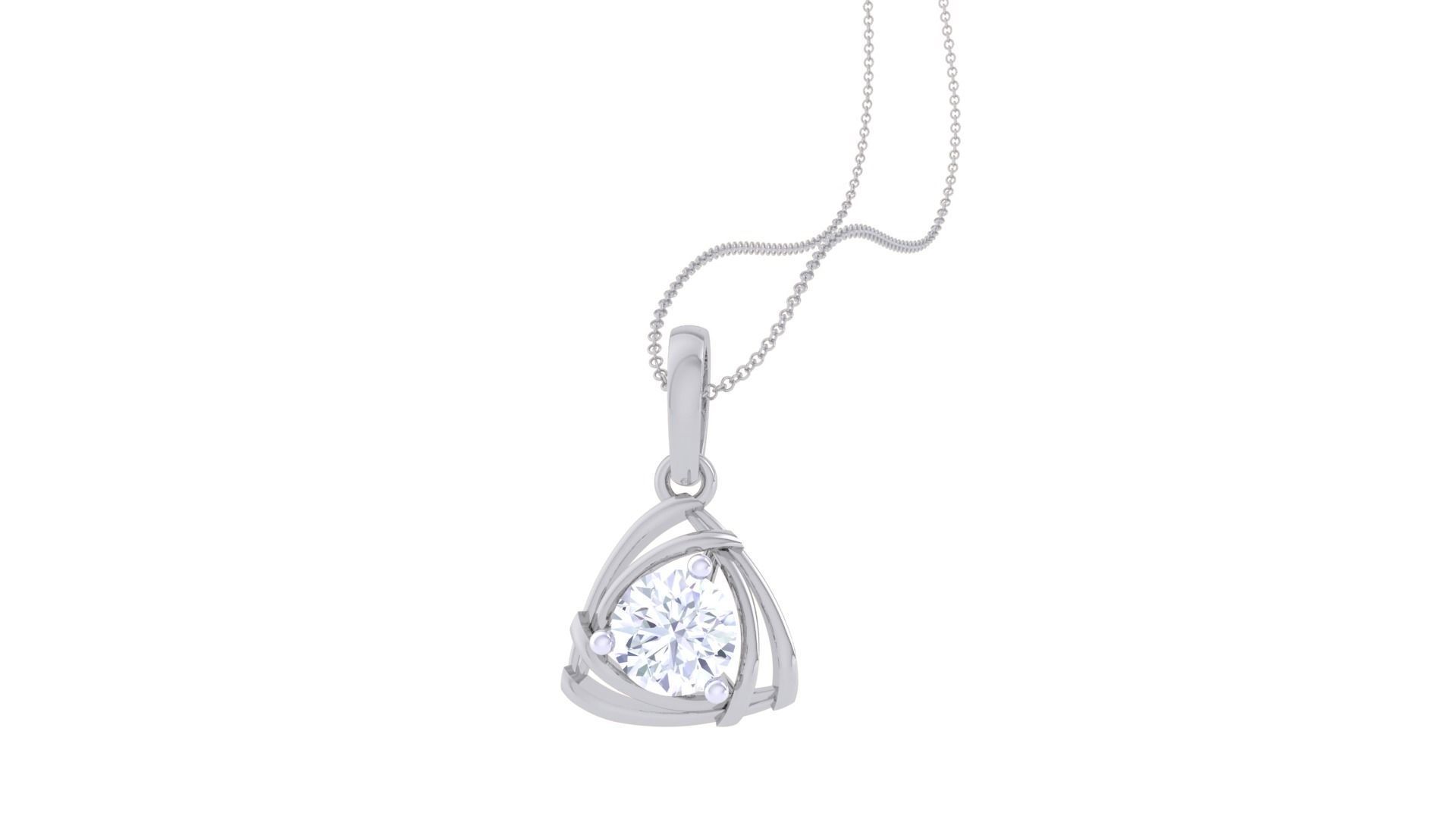 Ultra Light Wt Solitaire Diamond Pendant Necklace 3dm stl obj 3D print model_4