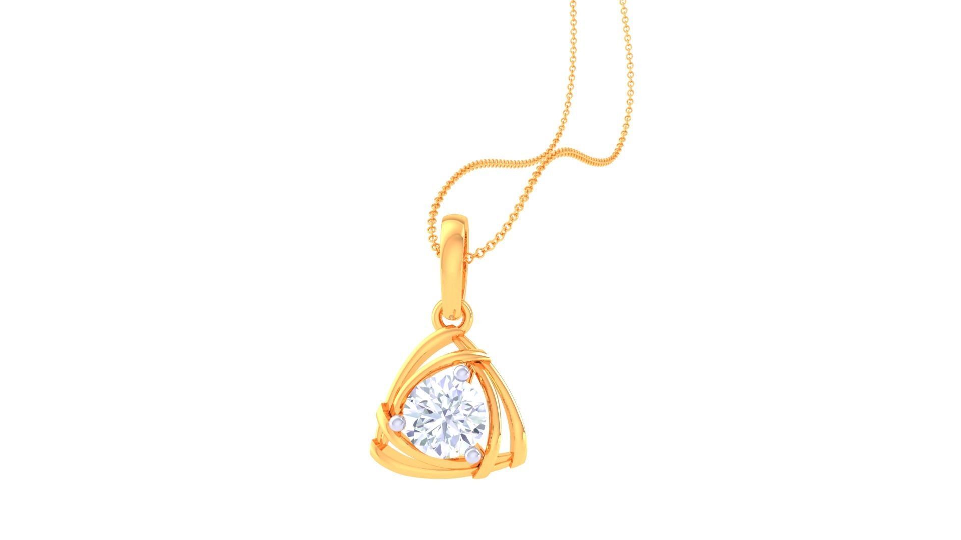 Ultra Light Wt Solitaire Diamond Pendant Necklace 3dm stl obj 3D print model_2