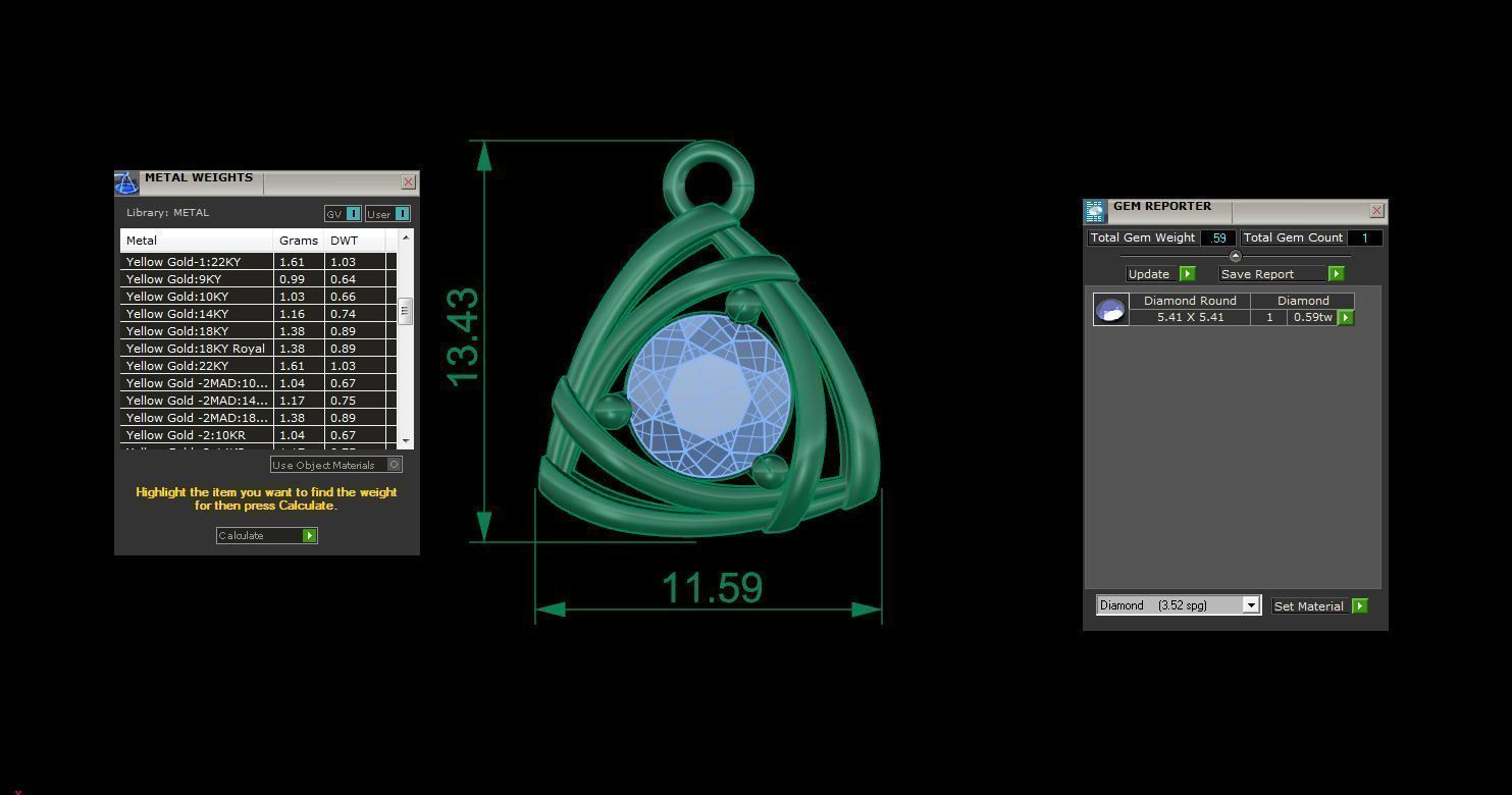 Ultra Light Wt Solitaire Diamond Pendant Necklace 3dm stl obj 3D print model_3