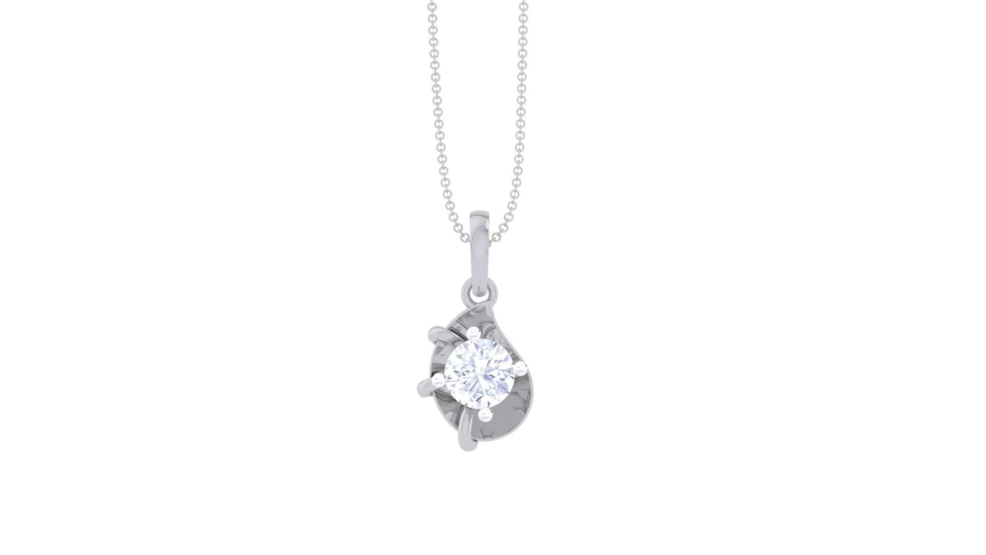 Ultra Light Wt Solitaire Diamond Pendant Necklace 3dm stl obj 3D print model_7