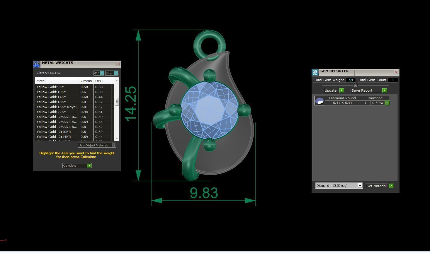Ultra Light Wt Solitaire Diamond Pendant Necklace 3dm stl obj 3D print model_3