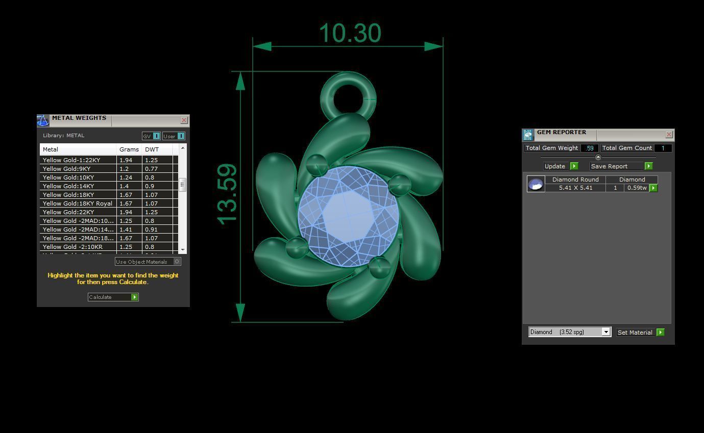Ultra Light Wt Solitaire Diamond Pendant Necklace 3dm stl obj 3D print model_4