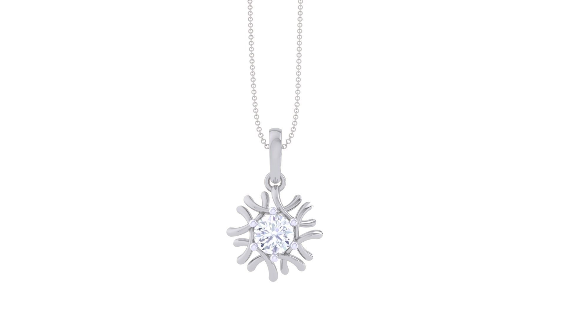 Ultra Light Wt Solitaire Diamond Pendant Necklace 3dm stl obj 3D print model_5