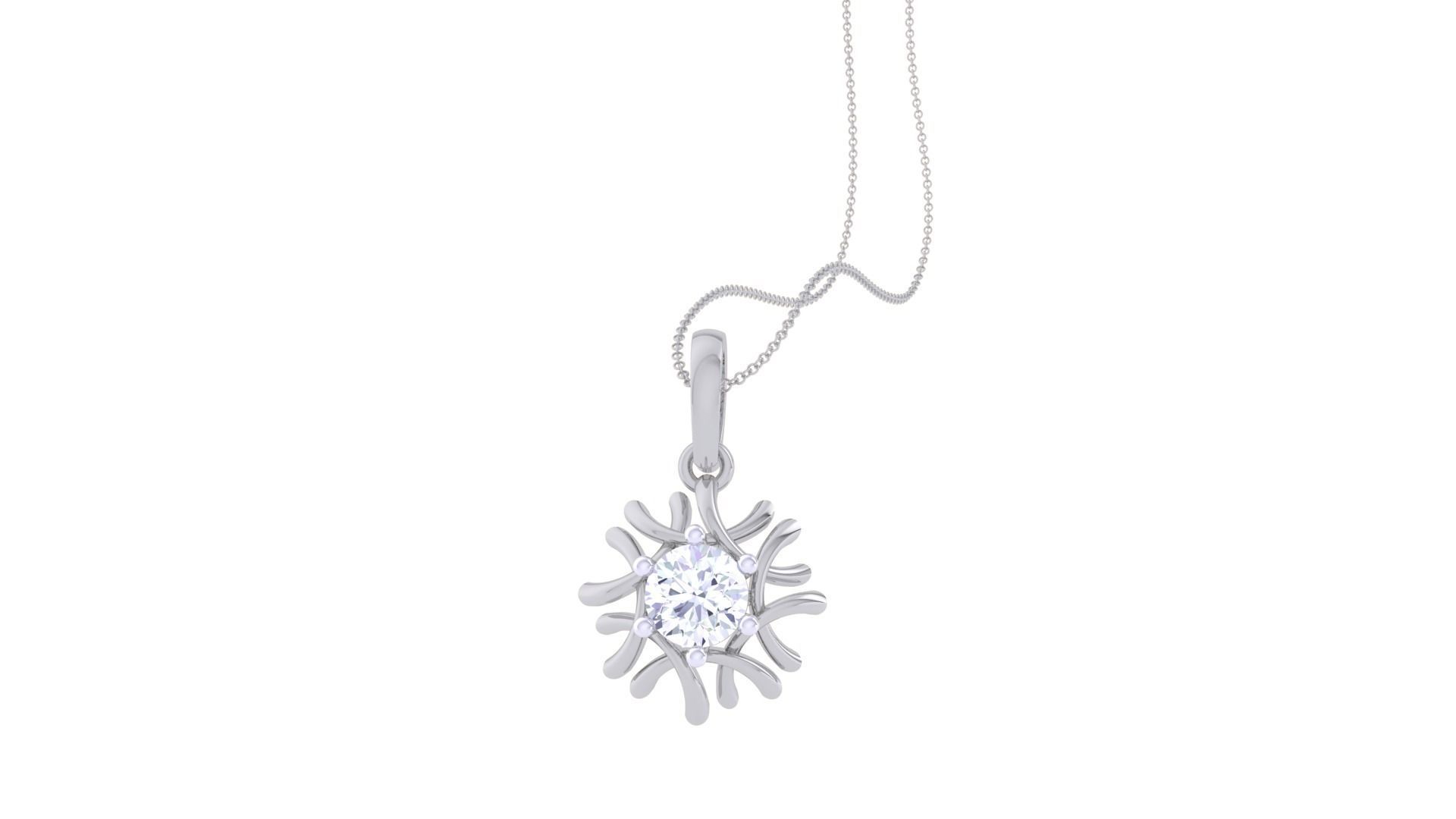 Ultra Light Wt Solitaire Diamond Pendant Necklace 3dm stl obj 3D print model_2