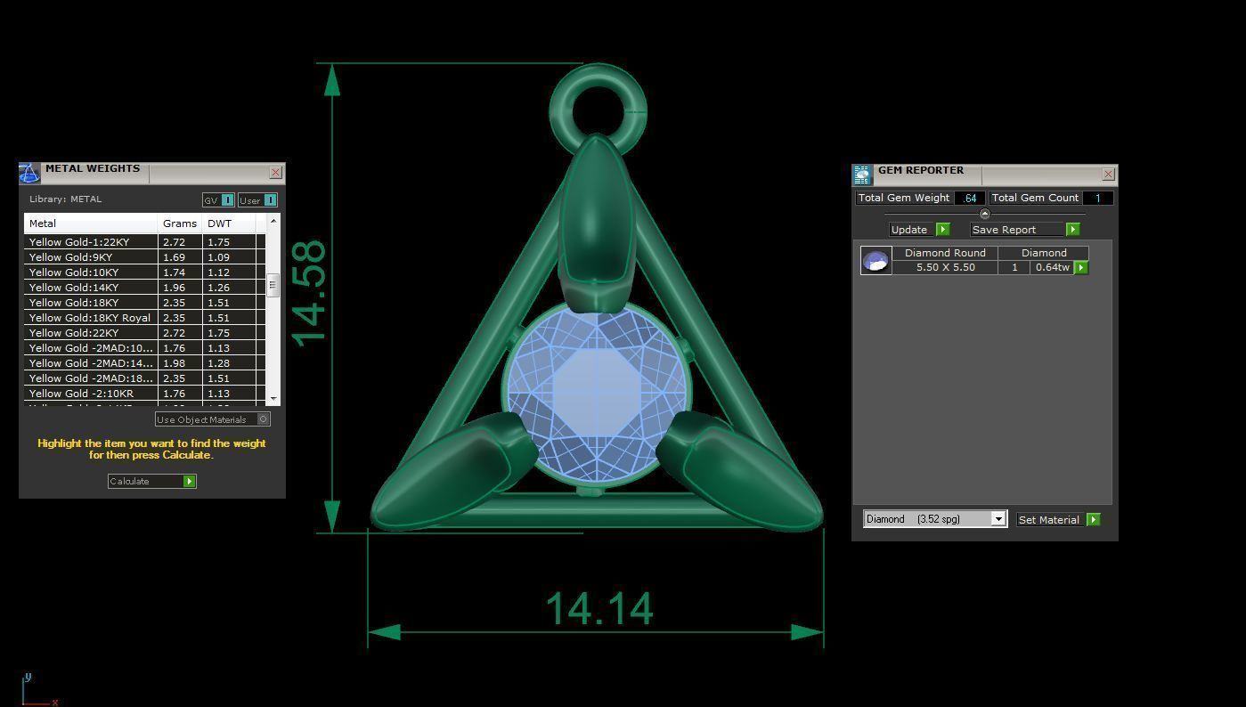 Ultra Light Wt Solitaire Diamond Pendant Necklace 3dm stl obj 3D print model_4