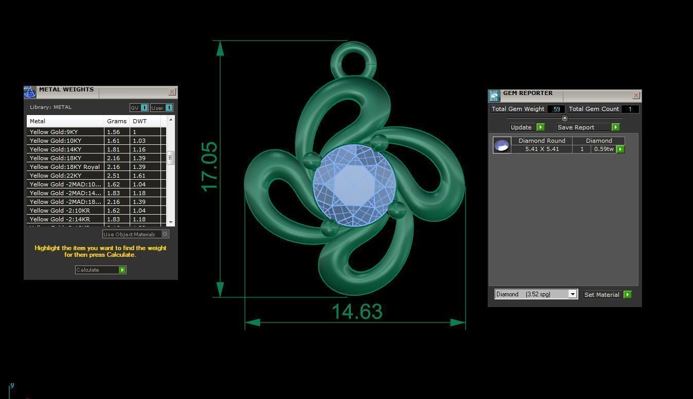 Ultra Light Wt Solitaire Diamond Pendant Necklace 3dm stl obj 3D print model_4