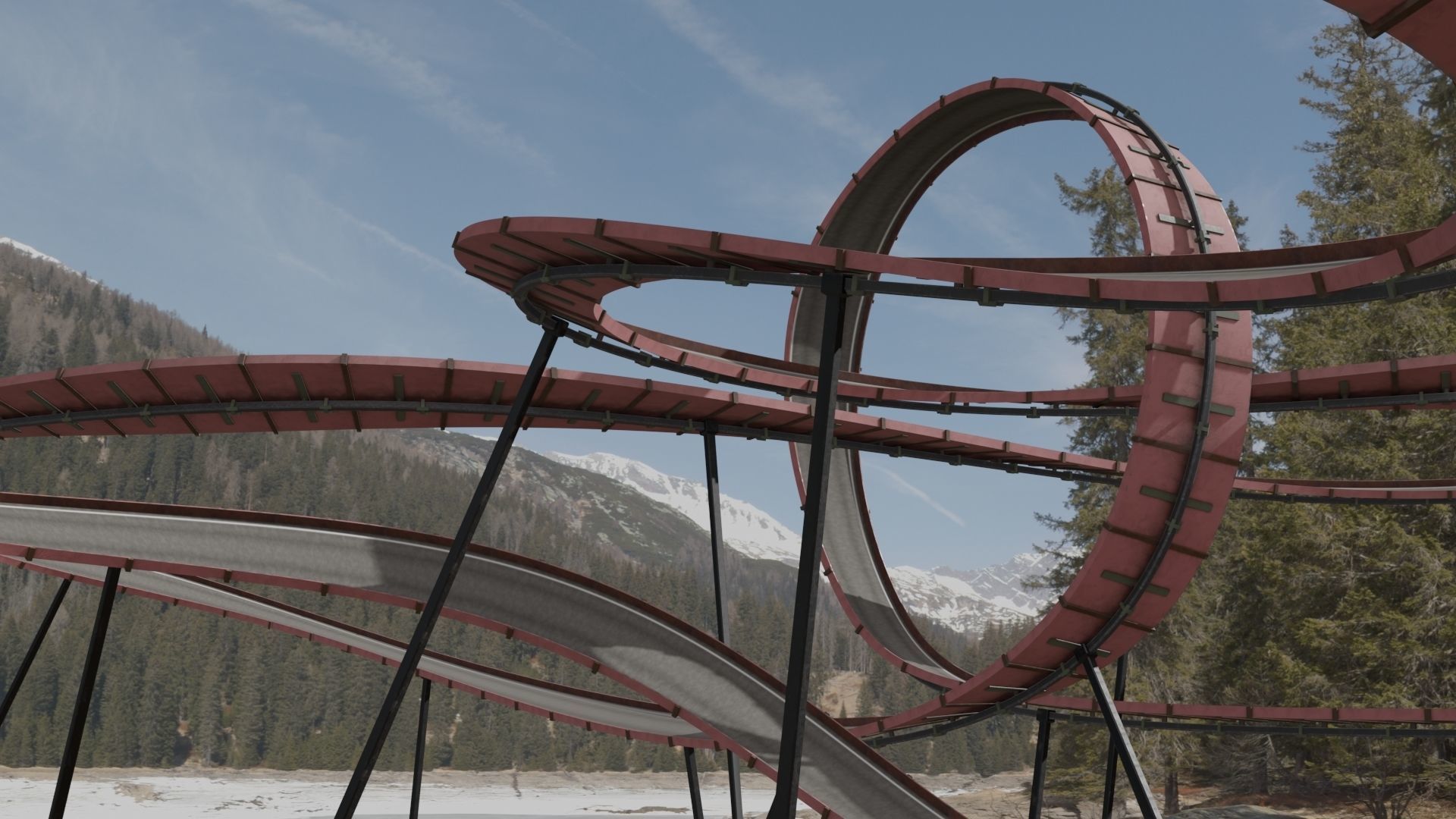 Acrobatic Track  Low-poly 3D model_1