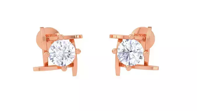 Ultra Light Wt Solitaire Diamond Stud Earrings 3dm stl obj 3D print model