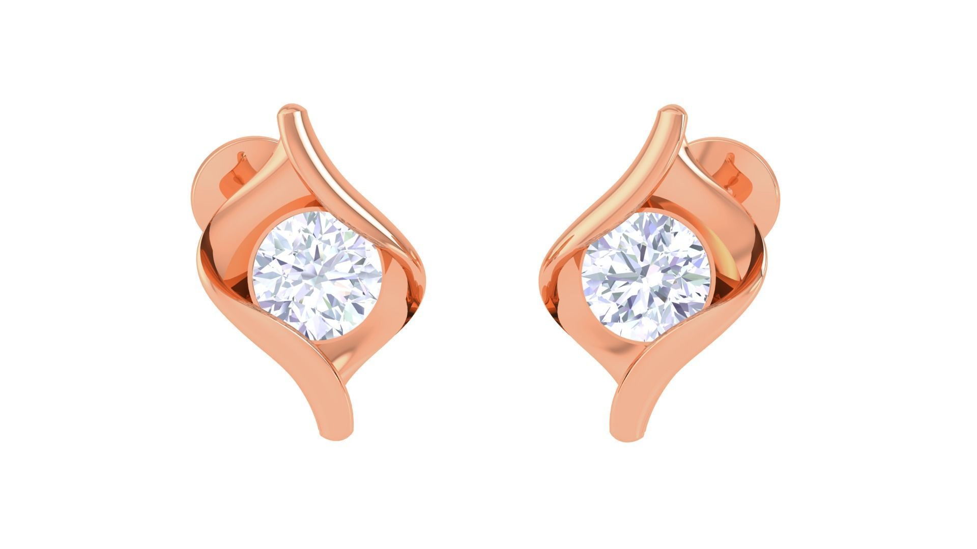 Ultra Light Wt Solitaire Diamond Stud Earrings 3dm stl obj  3D print model_5