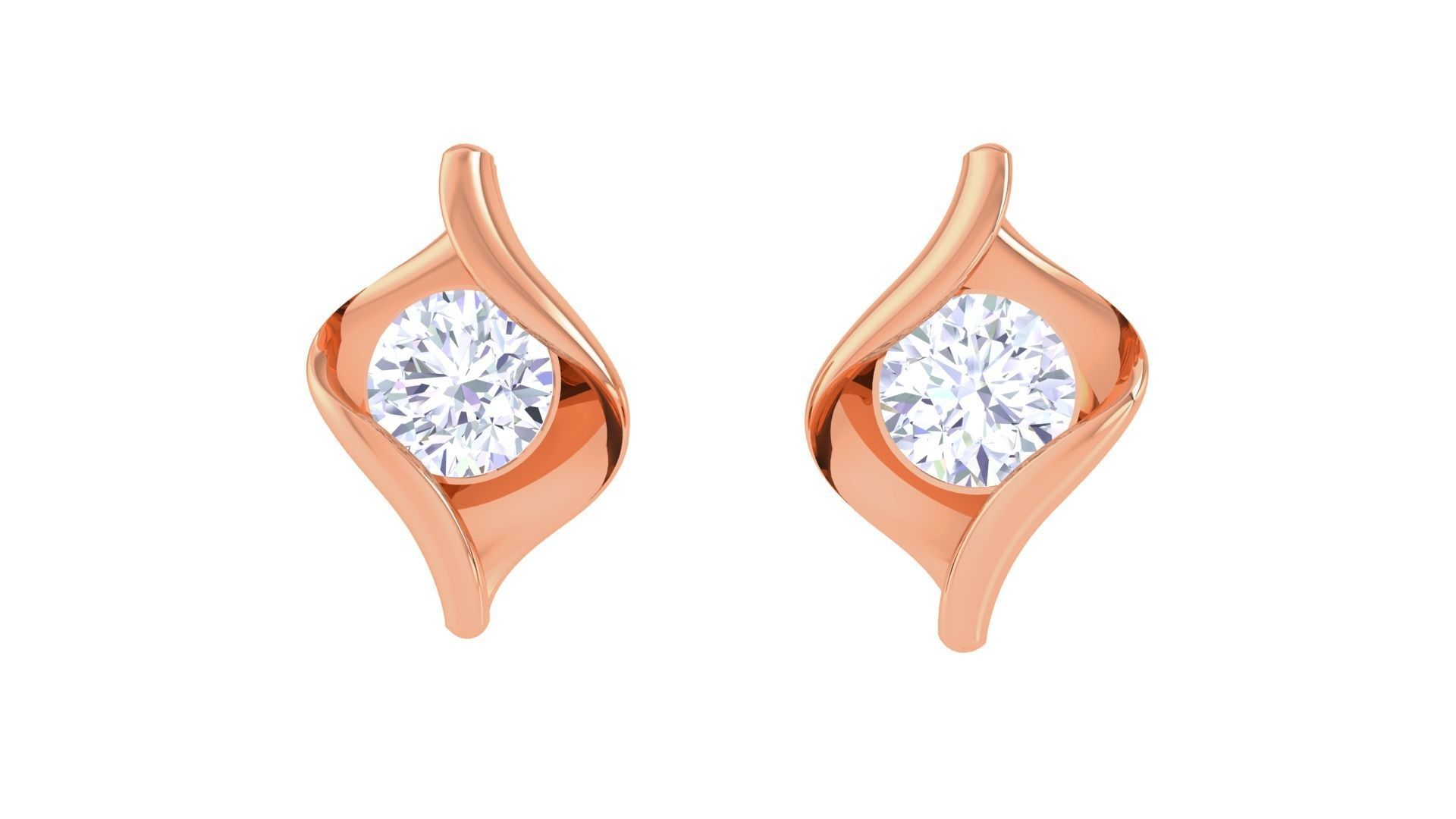 Ultra Light Wt Solitaire Diamond Stud Earrings 3dm stl obj  3D print model_9