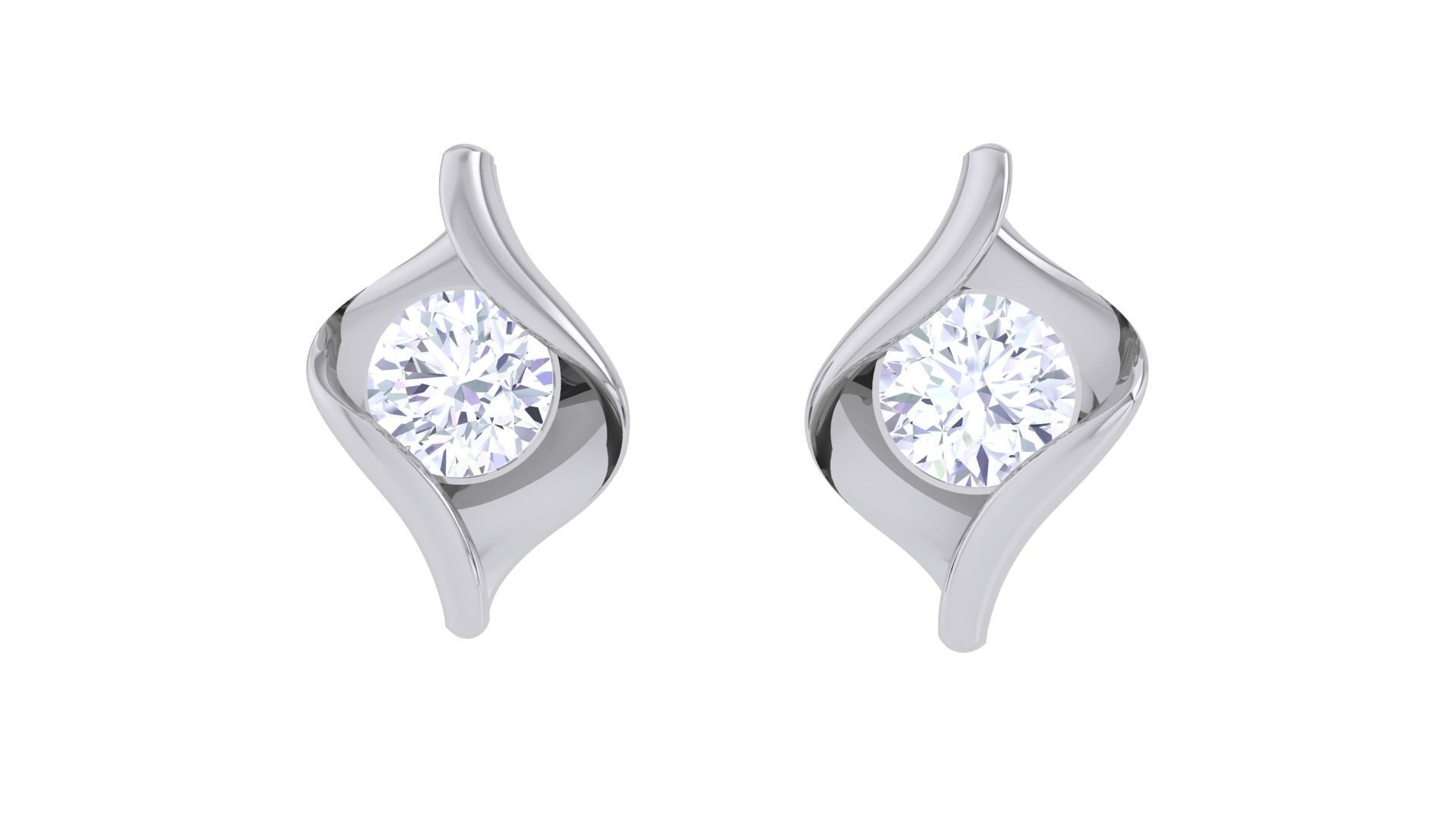 Ultra Light Wt Solitaire Diamond Stud Earrings 3dm stl obj  3D print model_8