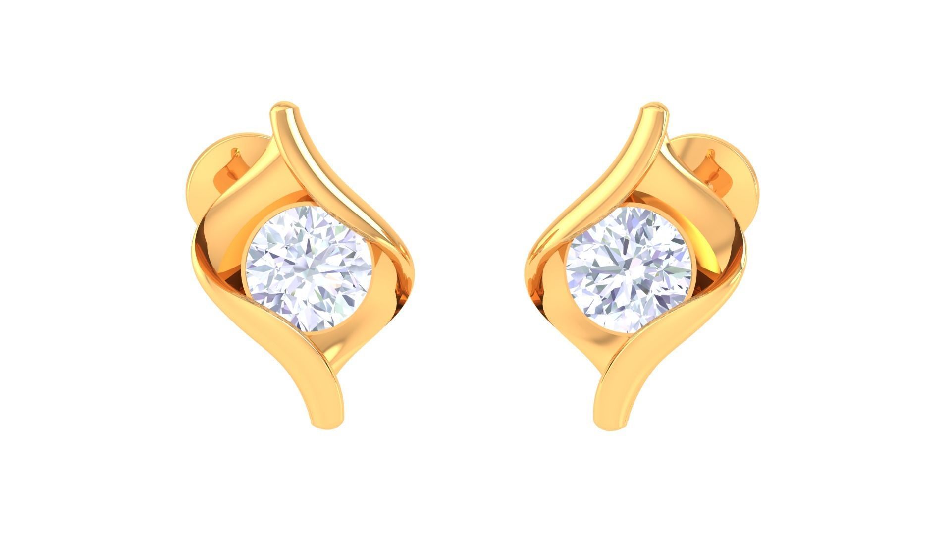 Ultra Light Wt Solitaire Diamond Stud Earrings 3dm stl obj  3D print model_2