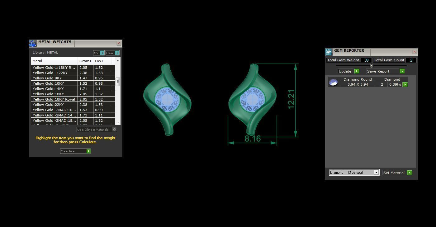Ultra Light Wt Solitaire Diamond Stud Earrings 3dm stl obj  3D print model_4