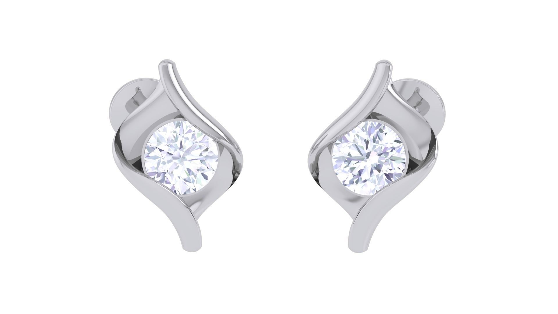 Ultra Light Wt Solitaire Diamond Stud Earrings 3dm stl obj  3D print model_6