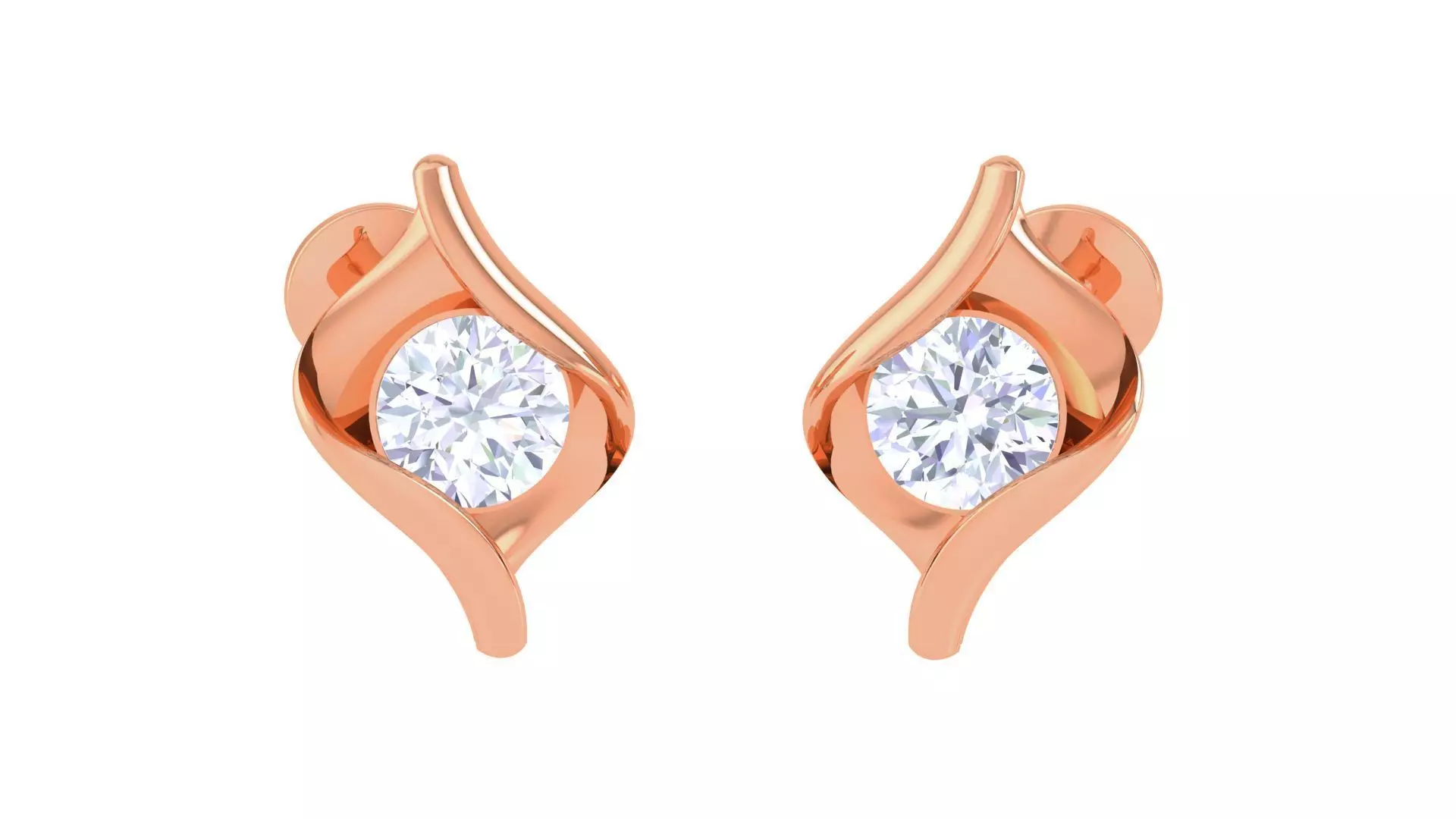 Ultra Light Wt Solitaire Diamond Stud Earrings 3dm stl obj  3D print model_0