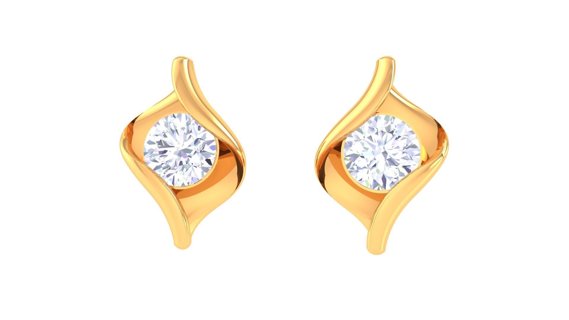 Ultra Light Wt Solitaire Diamond Stud Earrings 3dm stl obj  3D print model_7