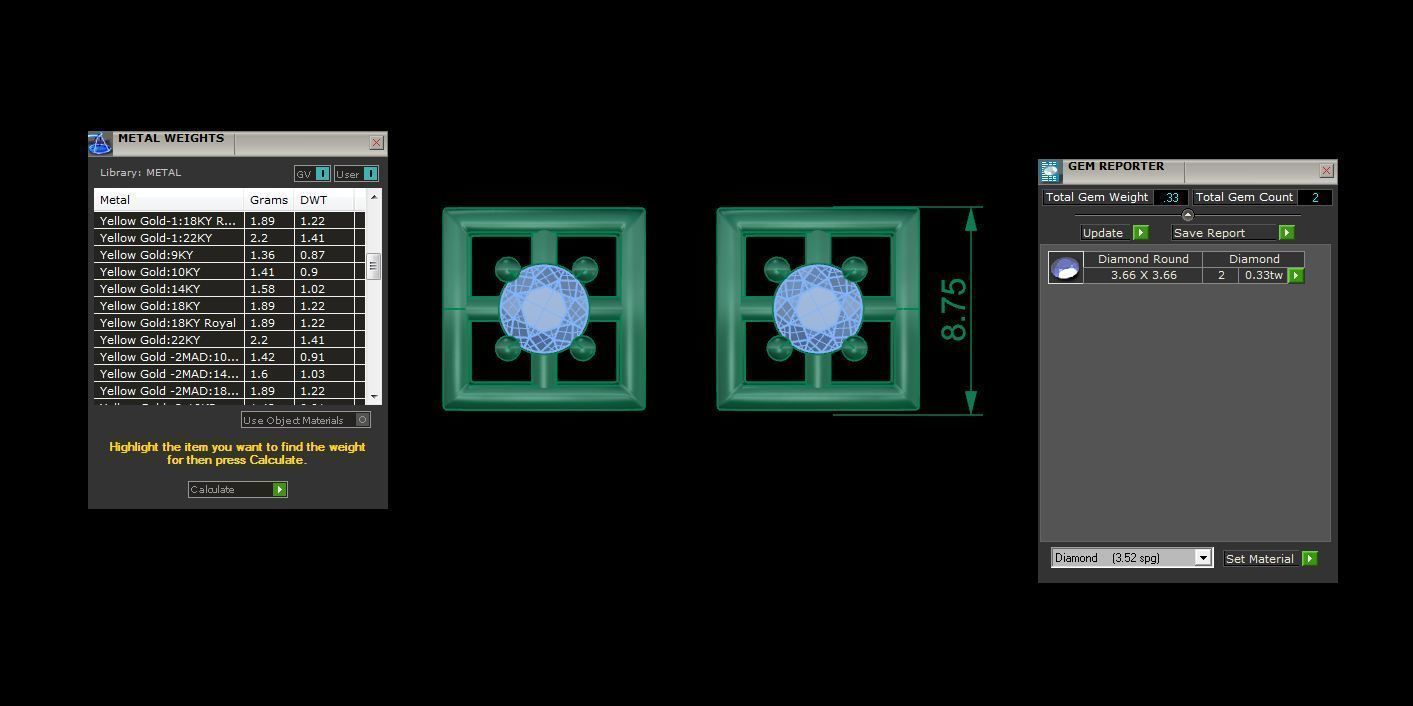 Ultra Light Wt Solitaire Diamond Stud Earrings 3dm stl obj 3D print model_3