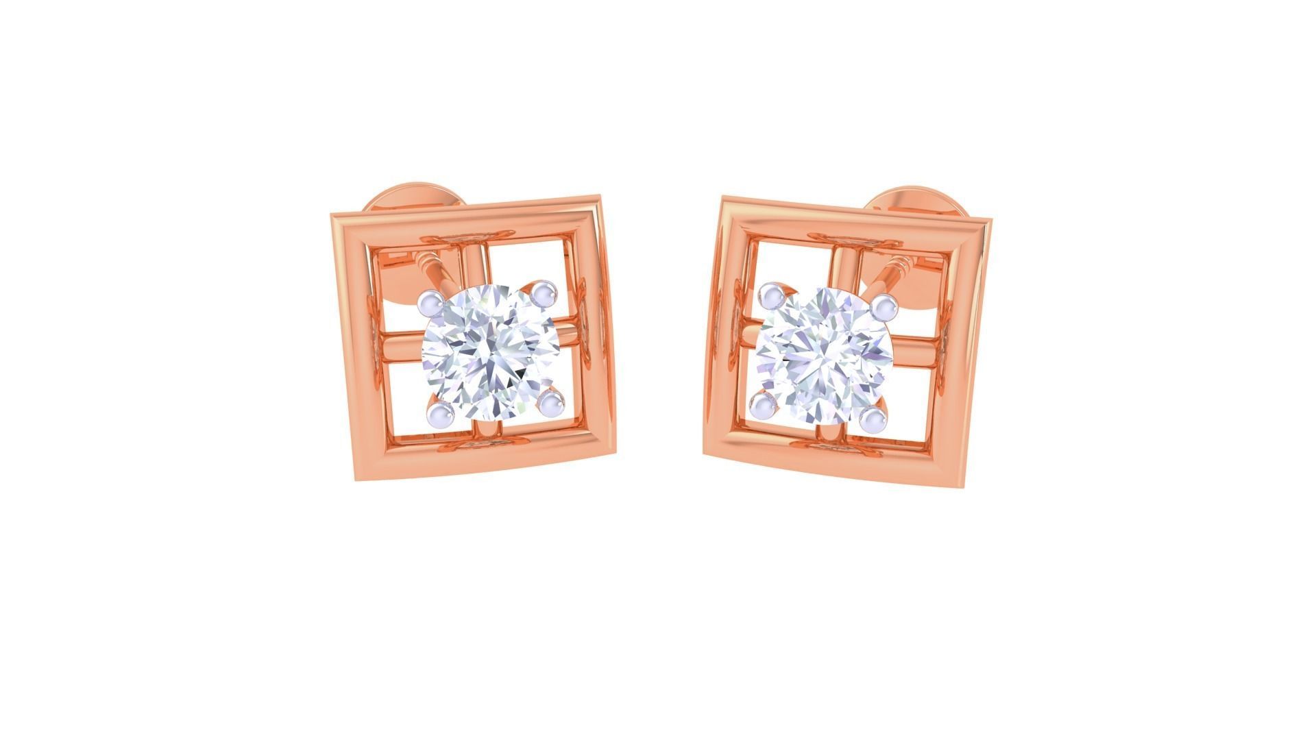 Ultra Light Wt Solitaire Diamond Stud Earrings 3dm stl obj 3D print model_6