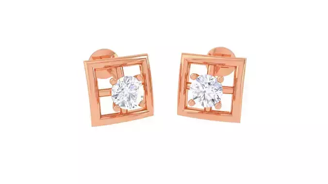 Ultra Light Wt Solitaire Diamond Stud Earrings 3dm stl obj  3D print model