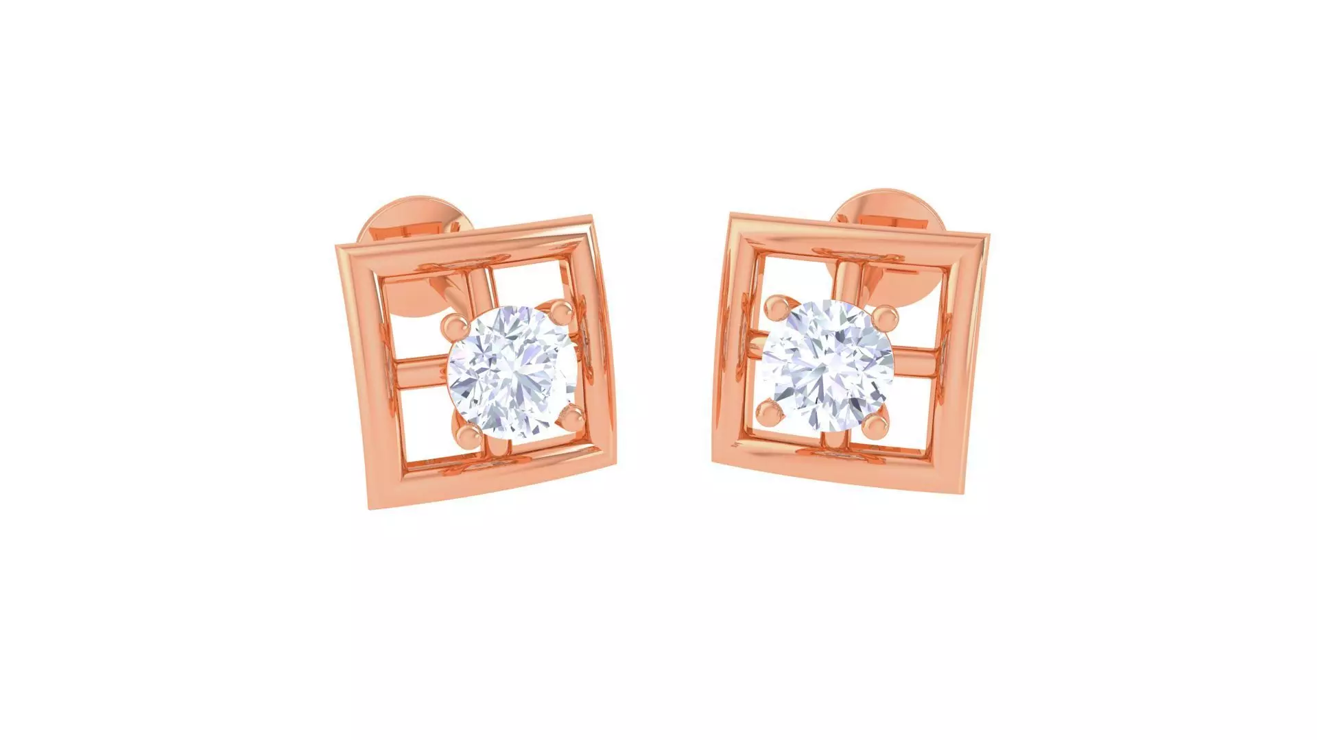 Ultra Light Wt Solitaire Diamond Stud Earrings 3dm stl obj 3D print model_0