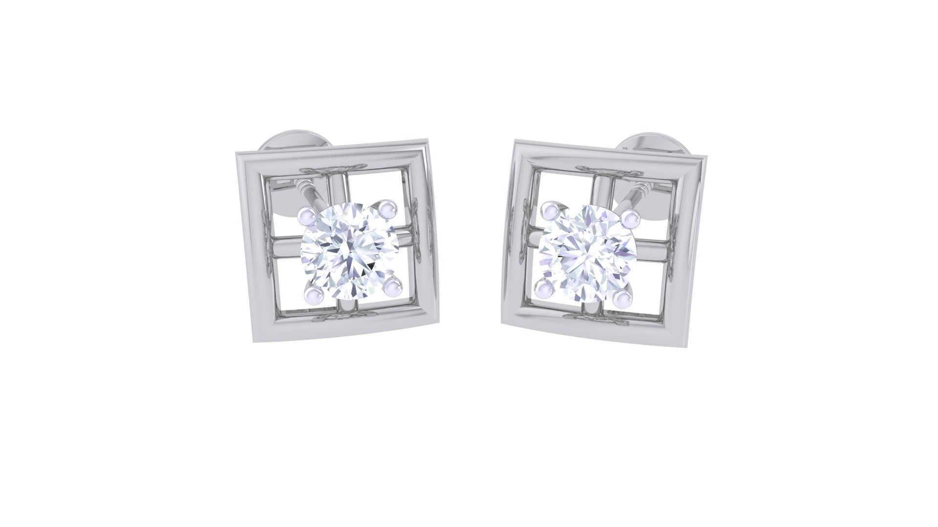 Ultra Light Wt Solitaire Diamond Stud Earrings 3dm stl obj 3D print model_5