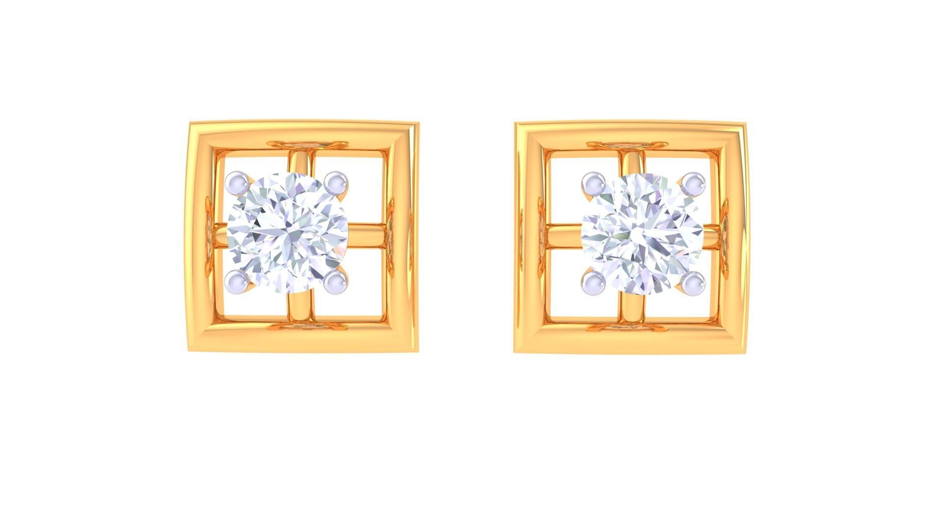 Ultra Light Wt Solitaire Diamond Stud Earrings 3dm stl obj 3D print model_7