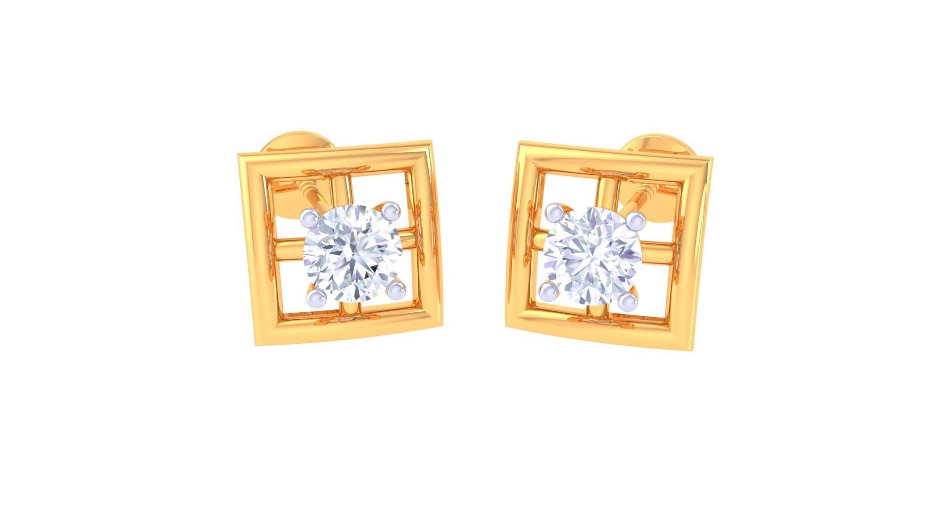 Ultra Light Wt Solitaire Diamond Stud Earrings 3dm stl obj 3D print model_4