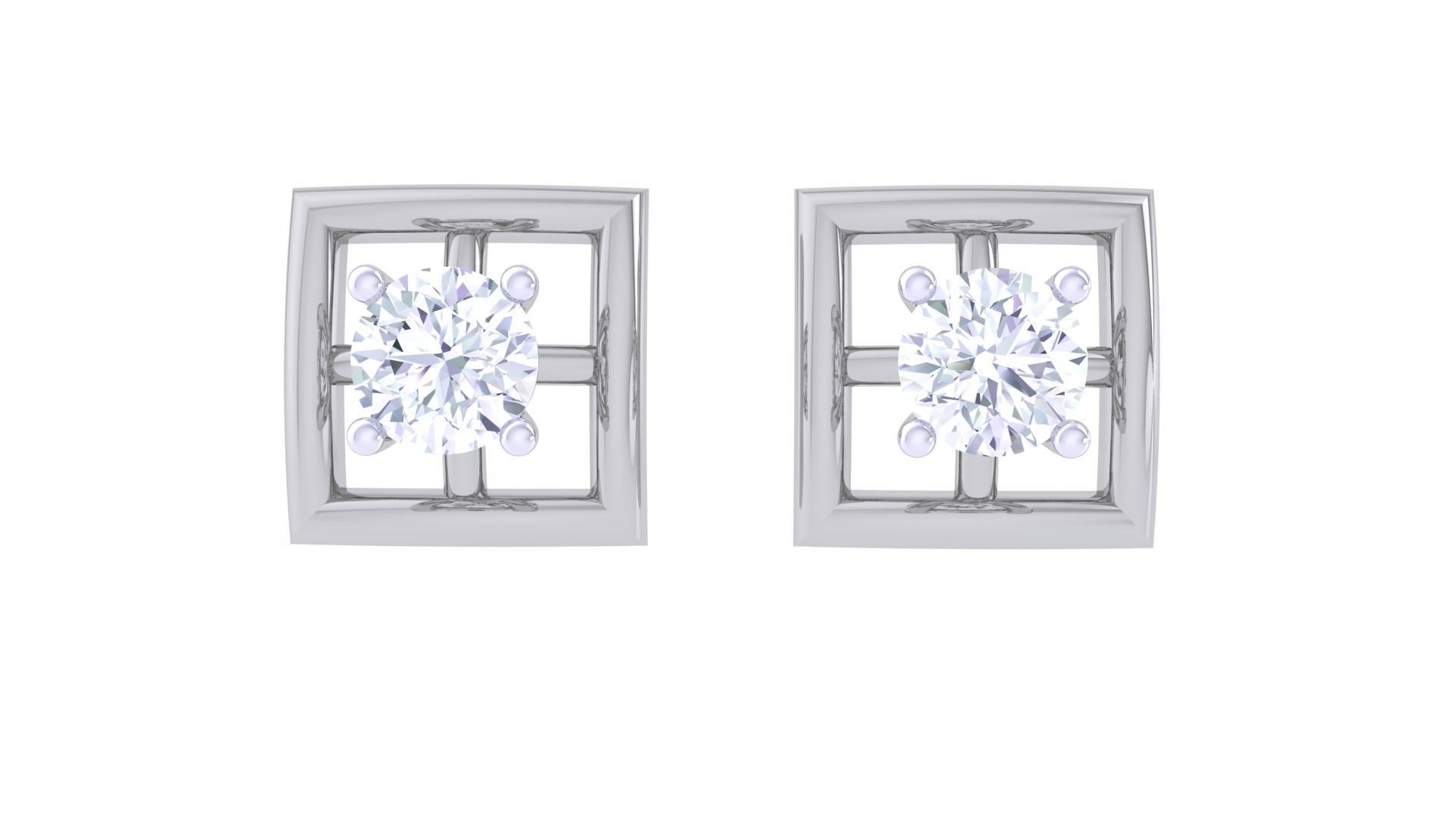 Ultra Light Wt Solitaire Diamond Stud Earrings 3dm stl obj 3D print model_8