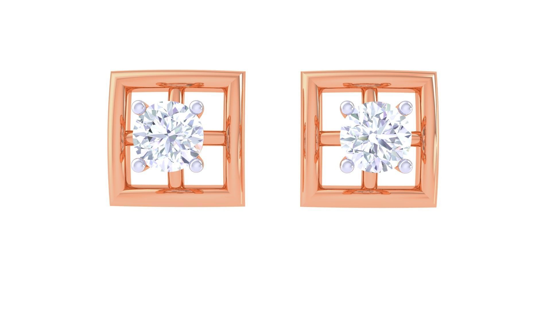 Ultra Light Wt Solitaire Diamond Stud Earrings 3dm stl obj 3D print model_9