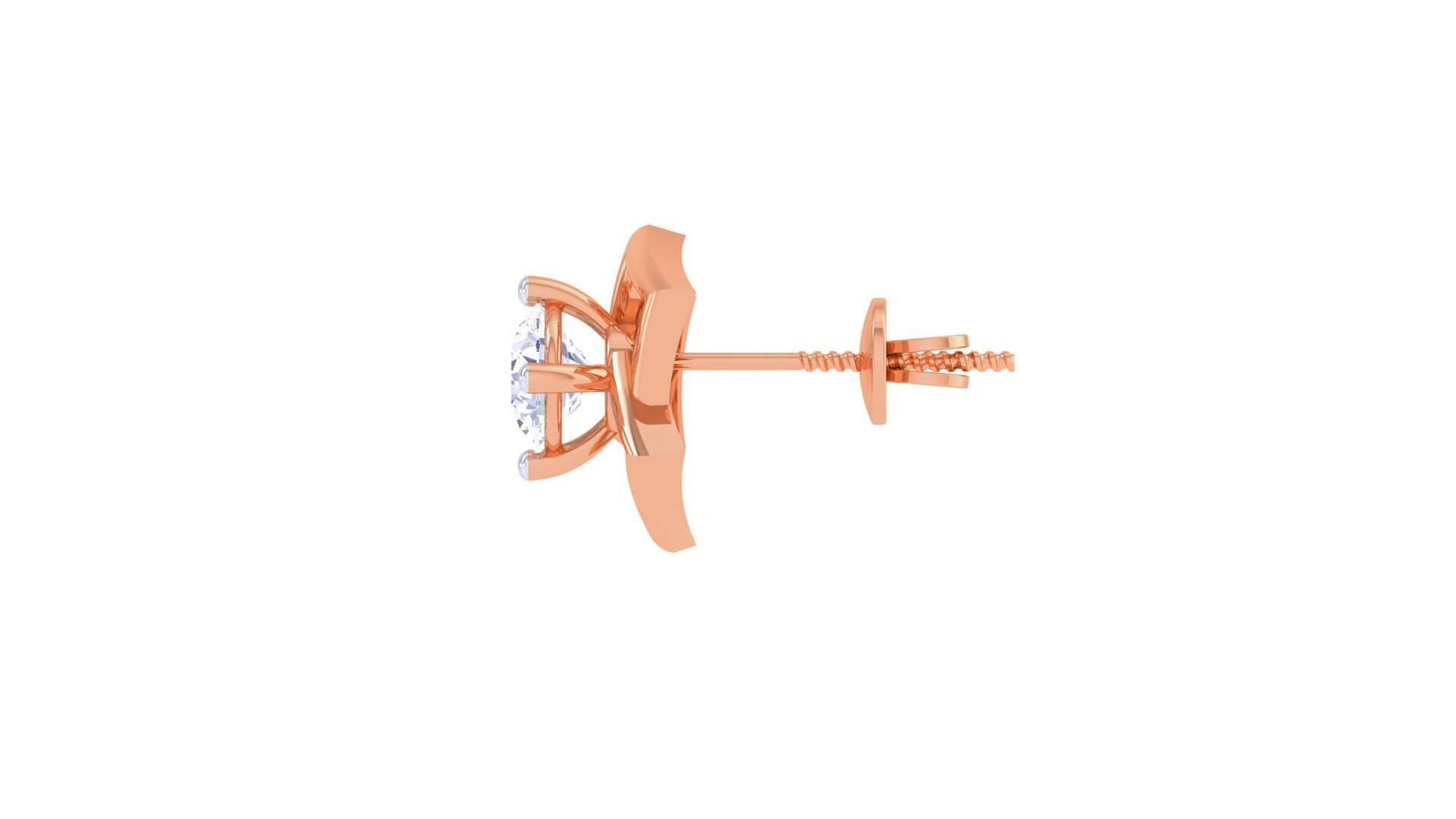 Ultra Light Wt Solitaire Diamond Stud Earrings 3dm stl obj  3D print model_10