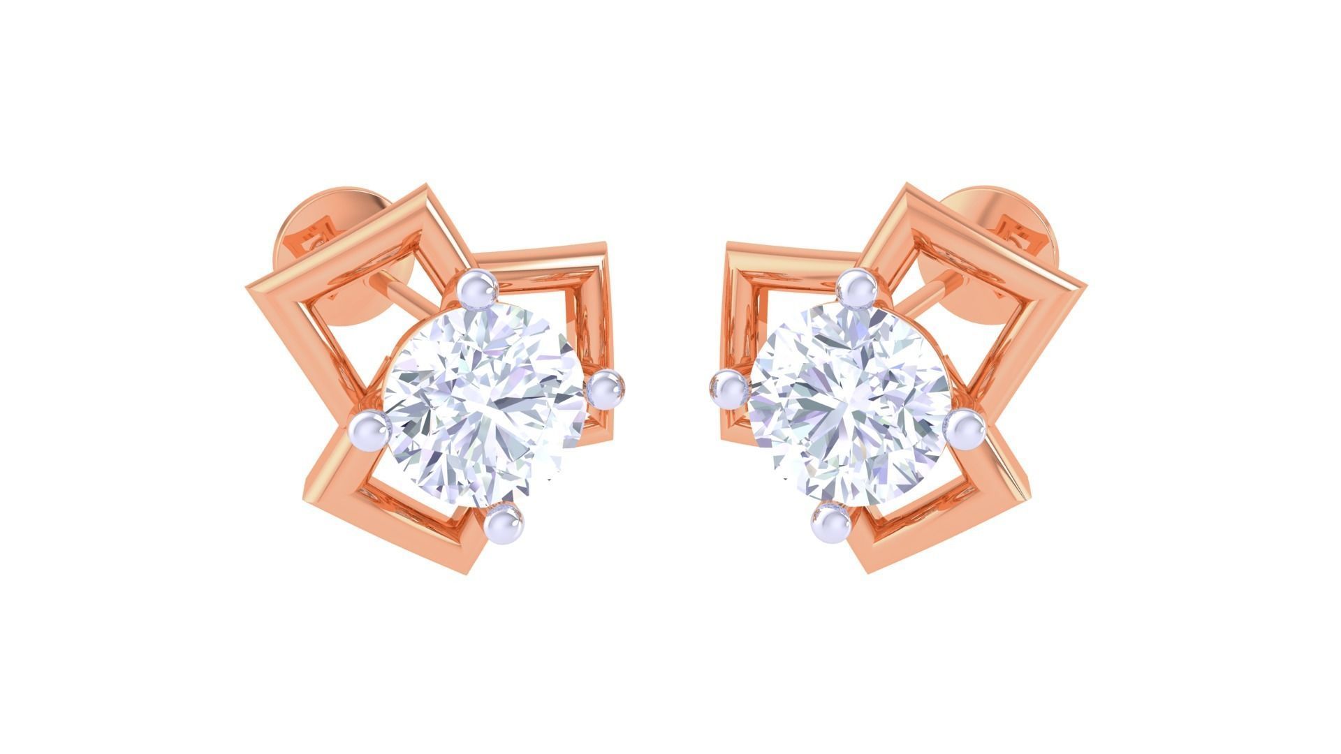 Ultra Light Wt Solitaire Diamond Stud Earrings 3dm stl obj  3D print model_5