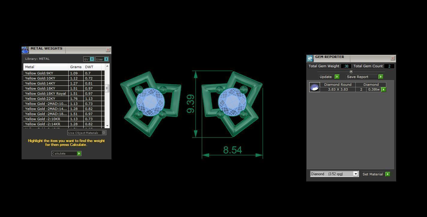 Ultra Light Wt Solitaire Diamond Stud Earrings 3dm stl obj  3D print model_3