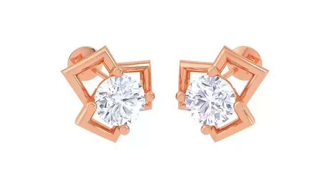 Ultra Light Wt Solitaire Diamond Stud Earrings 3dm stl obj  3D print model