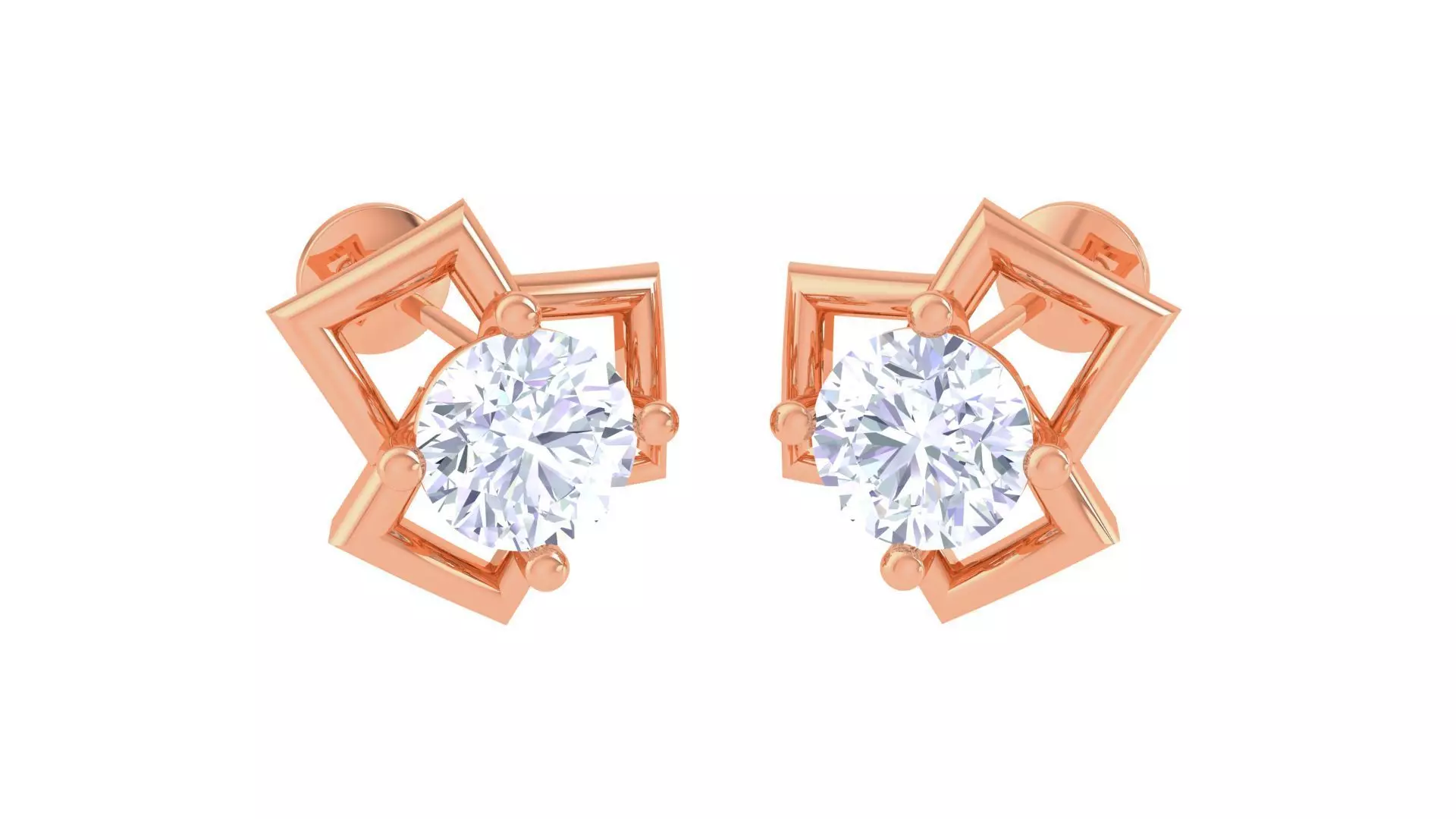 Ultra Light Wt Solitaire Diamond Stud Earrings 3dm stl obj  3D print model_0